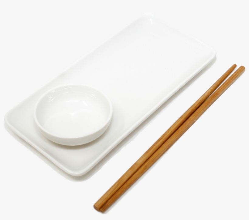Sushi Plate, Soy Sauce Dish And Chopsticks Wood PNG Image