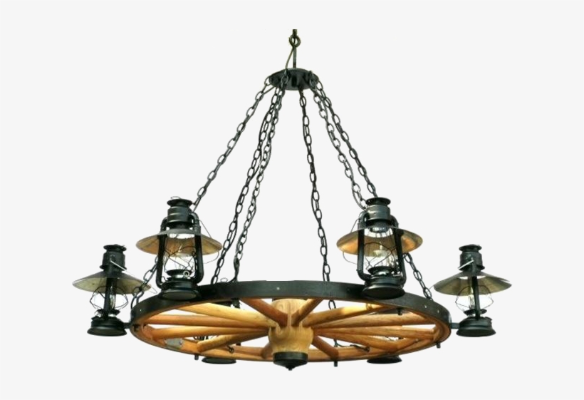 The 48" Wood Hub Wagon Wheel Chandelieris An Amazing - Chandelier, transparent png download