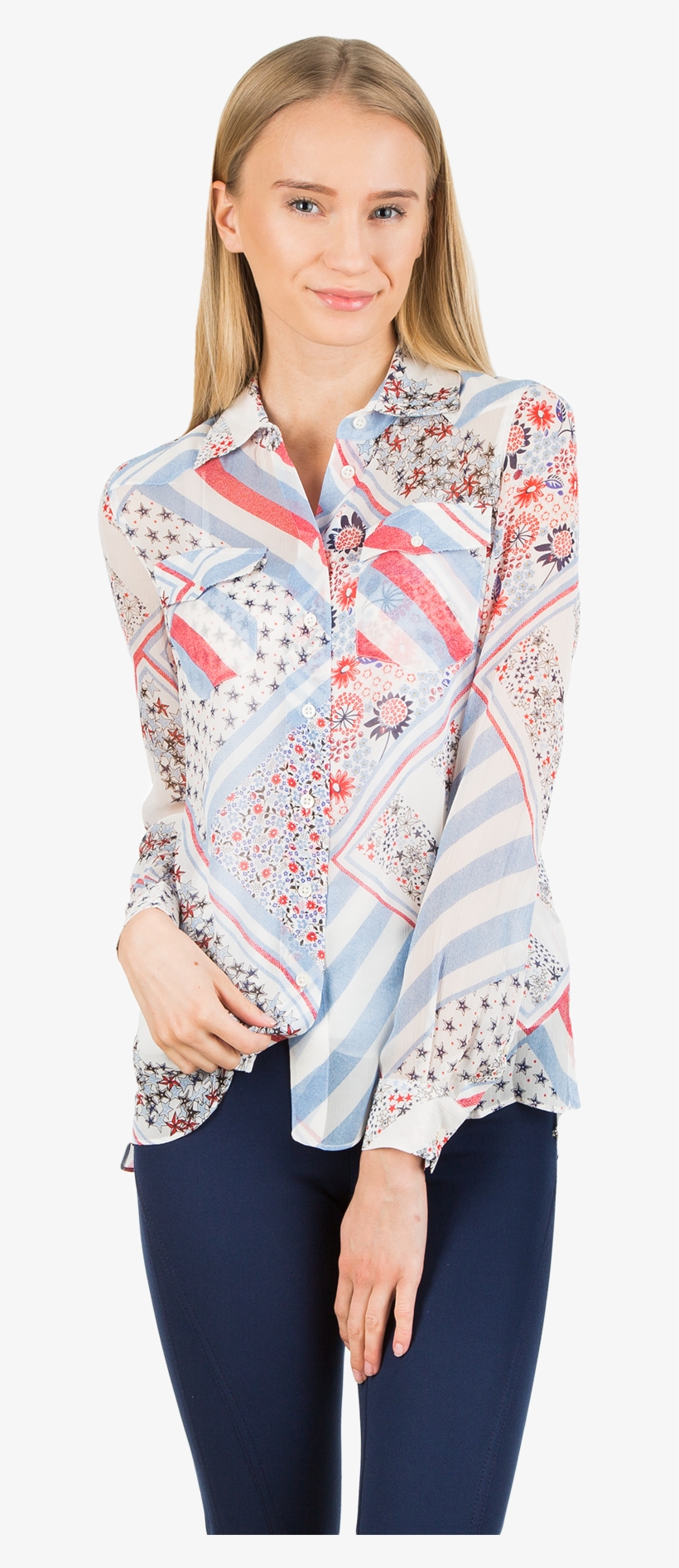 Shirt Gigi Hadid Silk-1 - Blouse Ls, transparent png download