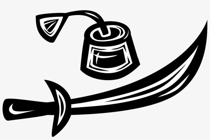 Vector Illustration Of Turkish Fez Hat And Kilij Curved - Kilij, transparent png download