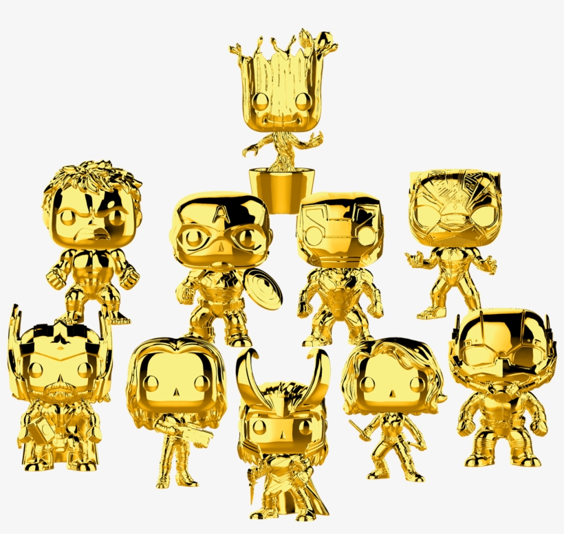 The First Ten Years - Marvel Studios Gold Chrome Pops, transparent png download