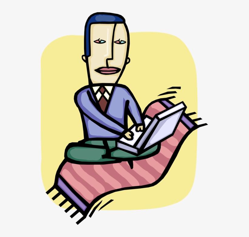 Vector Illustration Of Unplugged Businessman With Computer - Sitting, transparent png download