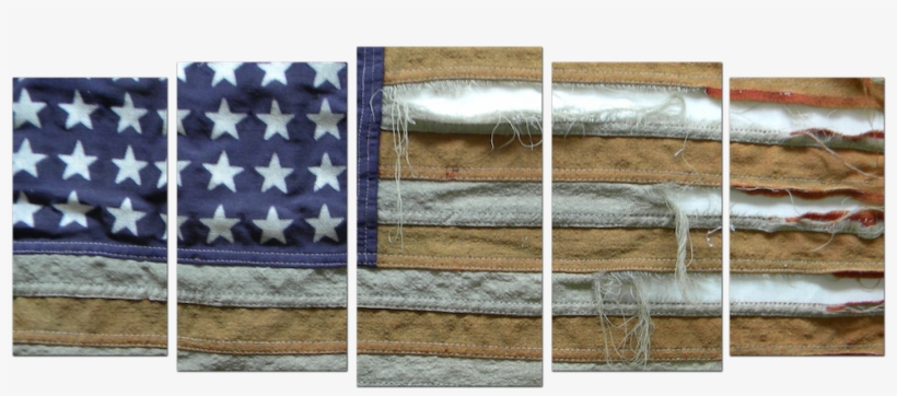 American Flag Faded 5 Panel Canvas Wall Art - Tattered Amerikanische Flagge Postkarte, transparent png download