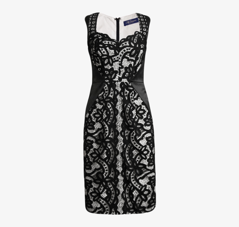 Lea Black And White Lace Dress - Dress, transparent png download