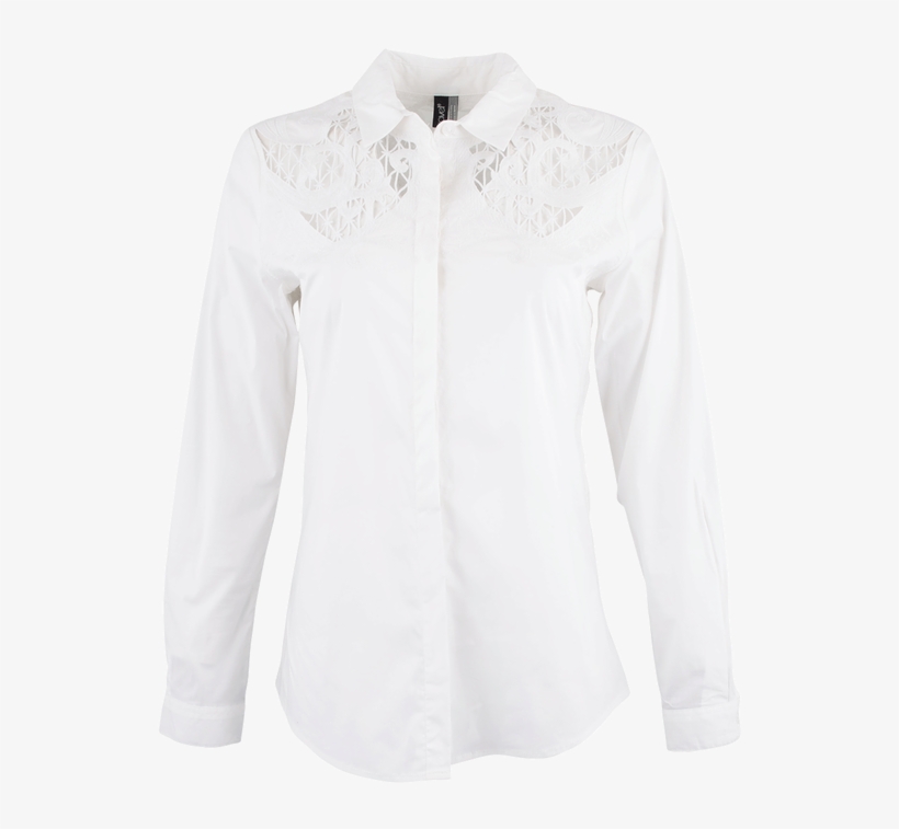 Ravel White Lace Cutout Embroidered Blouse - Női Hosszú Ujjú Fehér Ing, transparent png download