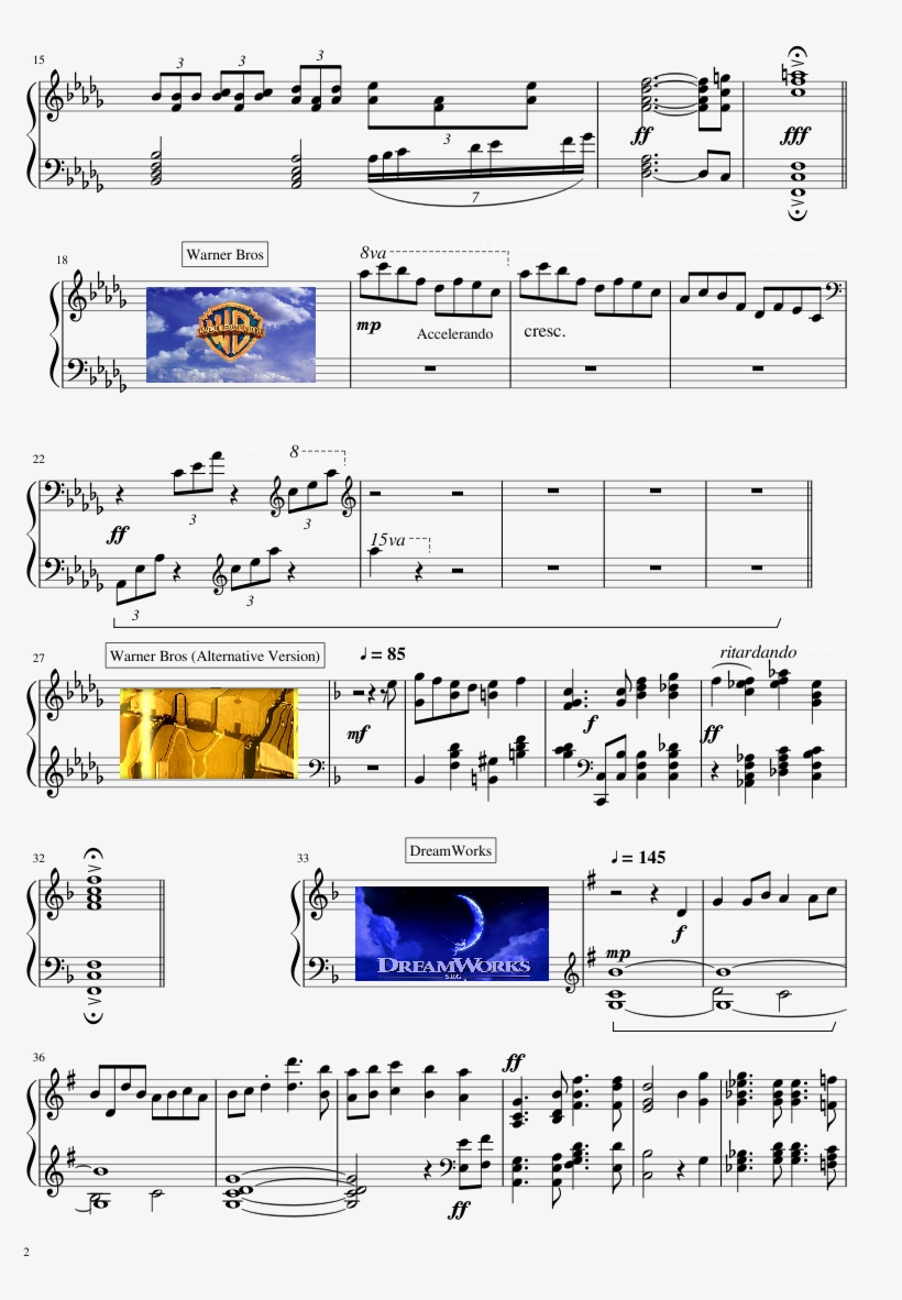 Movie Studios Opening Themes 20th Century Fox, Constantin - Sheet Music, transparent png download