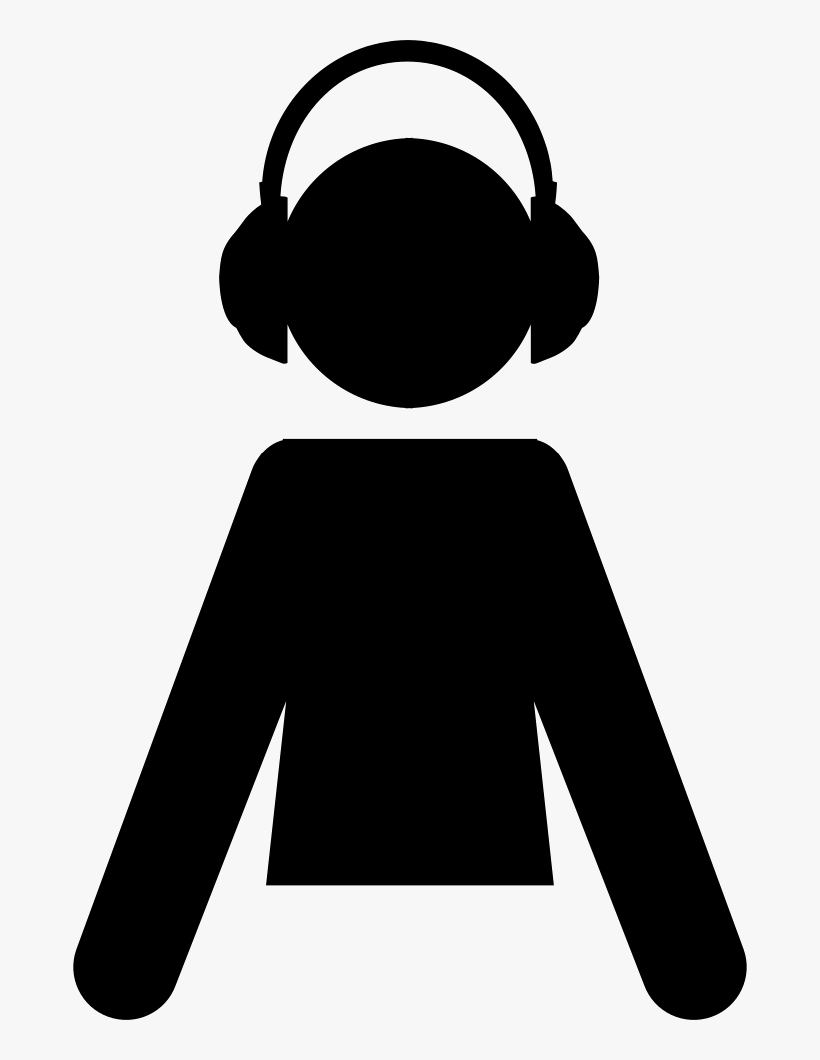 Male Cartoon Silhouette With Headphones Vector - Persona Con Auriculares Dibujos, transparent png download