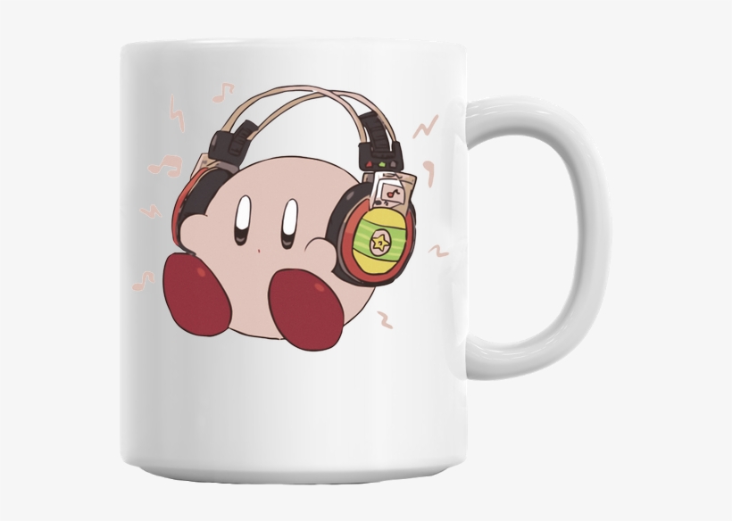 Sound Test Headphones Mug - Cute Kirby, transparent png download