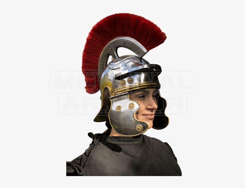 Roman Trooper Helmet With Red Plume - Helmet, transparent png download
