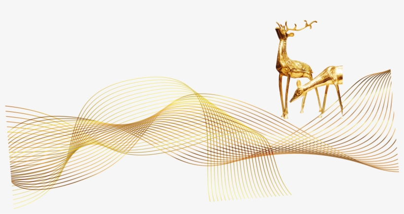 Golden Line Elk Decoration Png - Père David's Deer, transparent png download