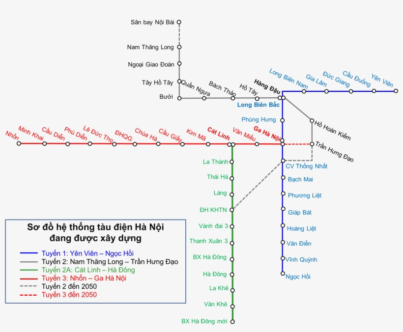 Map 4 Lines Metro Hanoi - Diagram, transparent png download