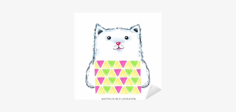 Watercolor Modern Kitty In Bright Wear - Watercolor Painting, transparent png download