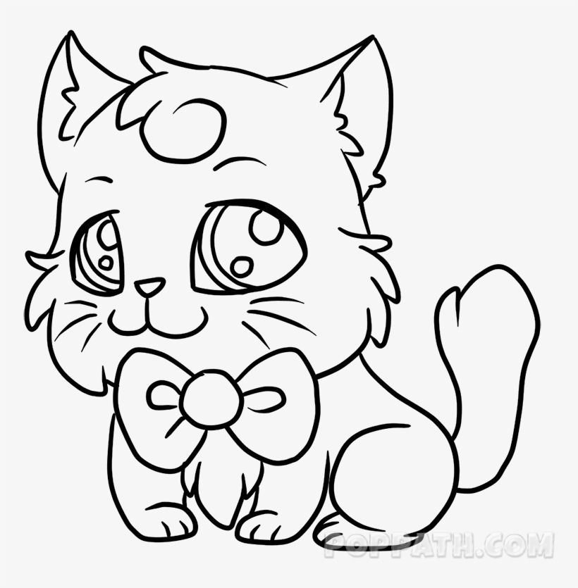 How To Draw A Bowtie Kitty - Draw A Cat With A Bowtie, transparent png download