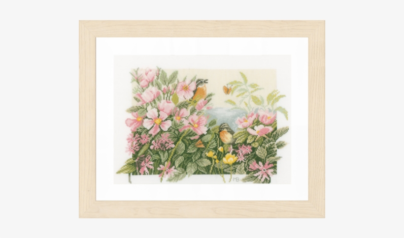 Lanarte Birds & Roses Cross Stitch Kit, transparent png download