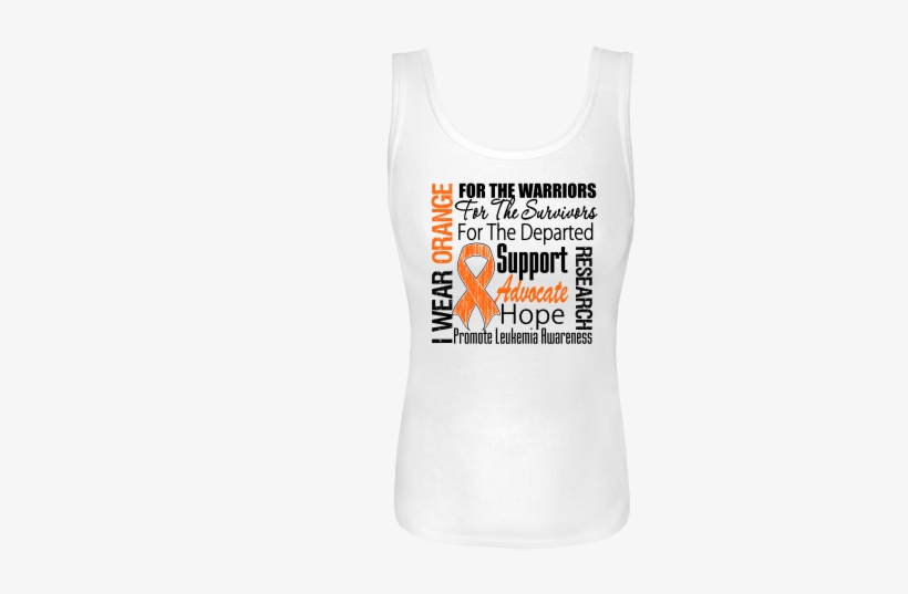 Leukemia I Wear Orange Ribbon Tribute White Women's - Awareness Ribbon, transparent png download