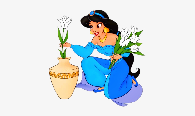 Aladdin Png - Princess Jasmine With Flower, transparent png download