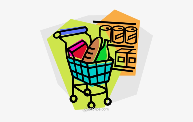 Grocery Cart Royalty Free Vector Clip Art Illustration - Supermarket, transparent png download