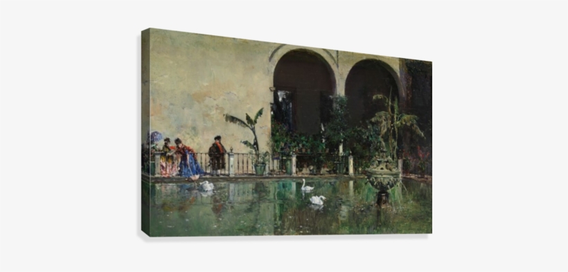 Three Swans On A Public Fountain Canvas Print - Raimundo De Madrazo, transparent png download