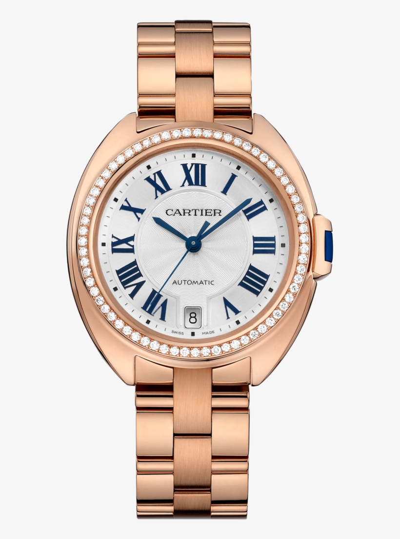 Clé De Cartier Watch35 Mm, 18k Pink Gold, Diamonds - Rose Gold Cartier Watch, transparent png download
