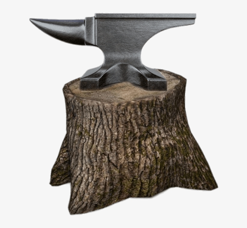 Anvil On Wood Block - Anvil On Log, transparent png download