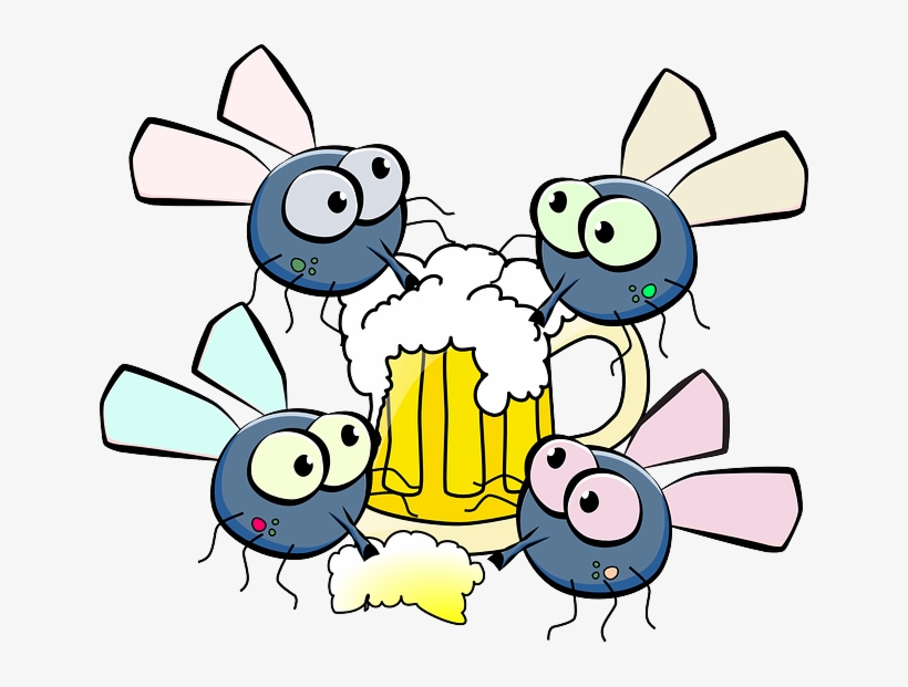 Flies Drinking Beer Festival Party Happy F - Beer Clip Art, transparent png download