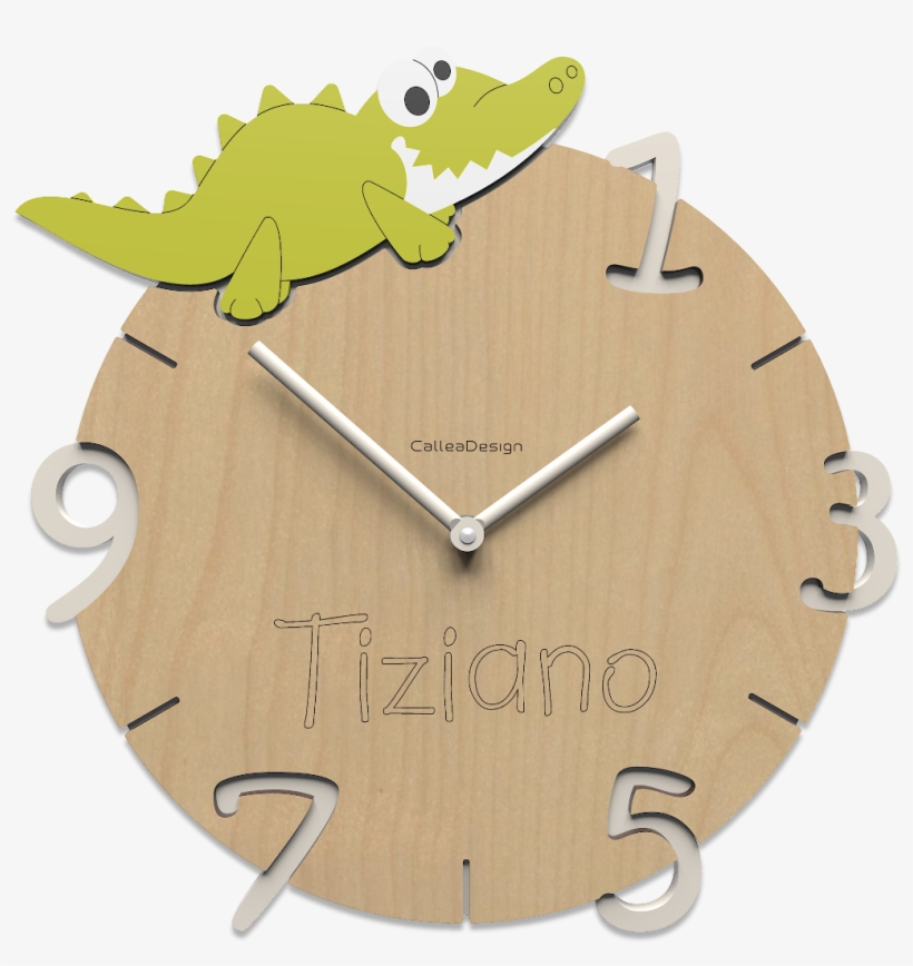 Holz Wanduhren Kinder - Orologio Da Parete Calleadesign Coccodrillo, Noce Chiaro, transparent png download