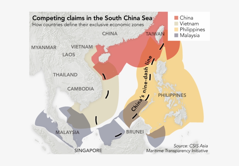 Here Is A Map Showing The Conflicting Claims In The - Válka Ve Vietnamu Mapa, transparent png download
