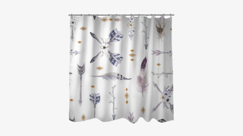 Watercolor Boho Seamless Pattern With Teepee, Arrows - Window Valance, transparent png download