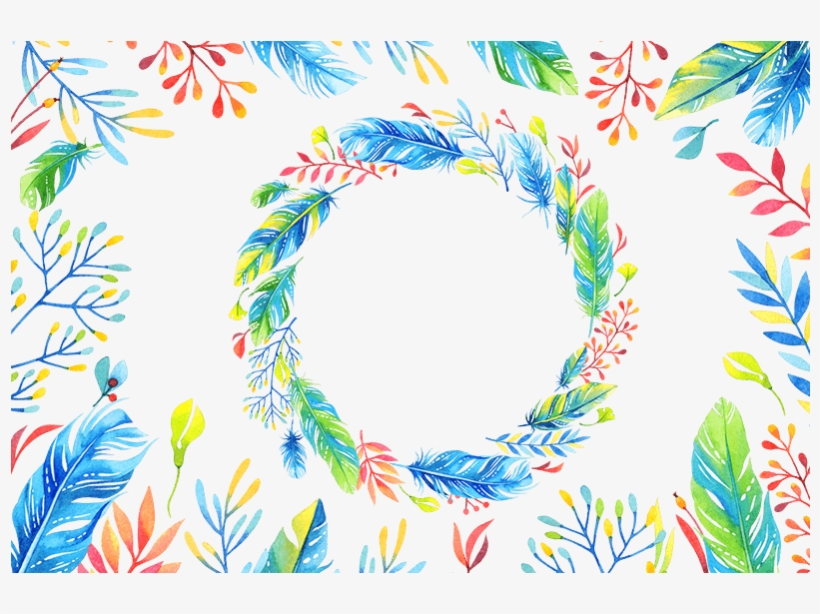 Wreath Feather Leaves Elements Bundle K535 - Modisches Blau-orange Blumenboho Feder-muster Mousepads, transparent png download