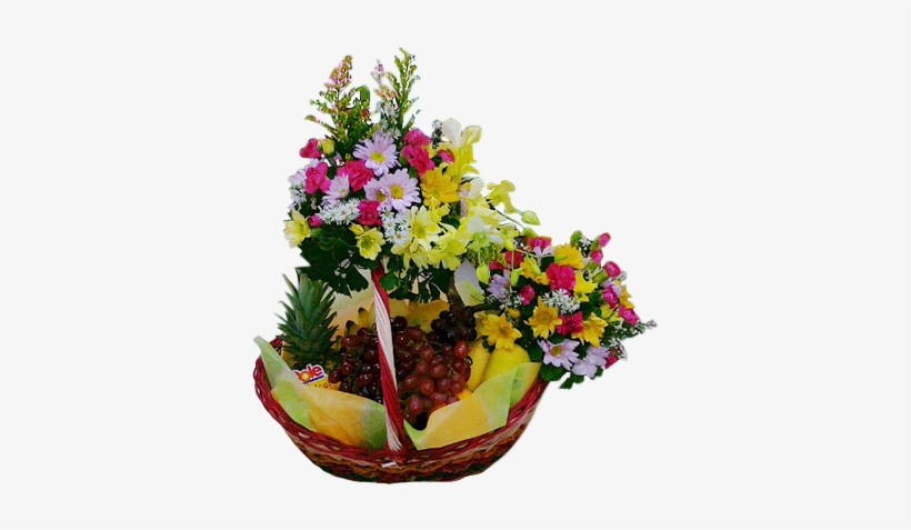 Basket Of Flowers And Fruits - Bouquet, transparent png download