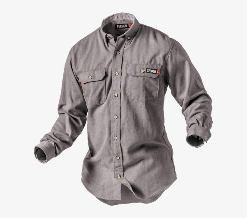 2b Fr Workwear Shirt Front 43069 Gray Rgb - Long-sleeved T-shirt, transparent png download