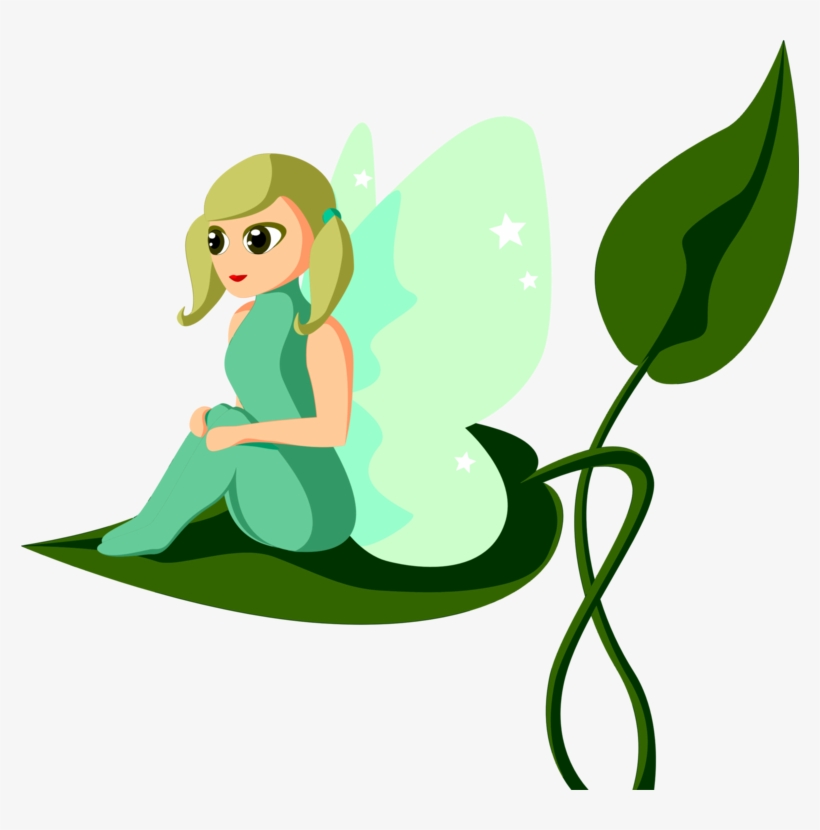 Fairy Tale Drawing Silhouette Pixie - Fairy Sitting On Leaf, transparent png download