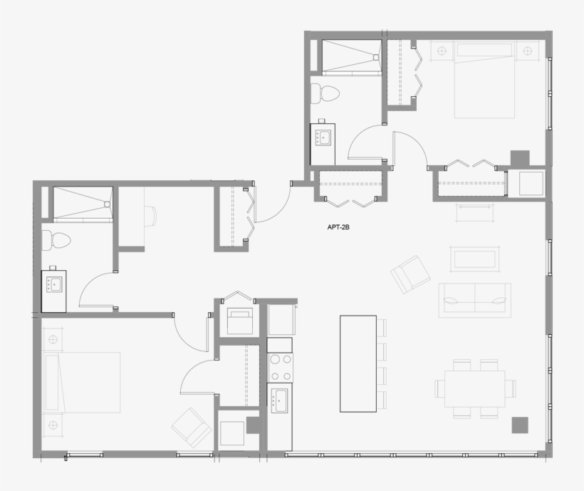 2 Bedroom 2 Bath - Floor Plan, transparent png download