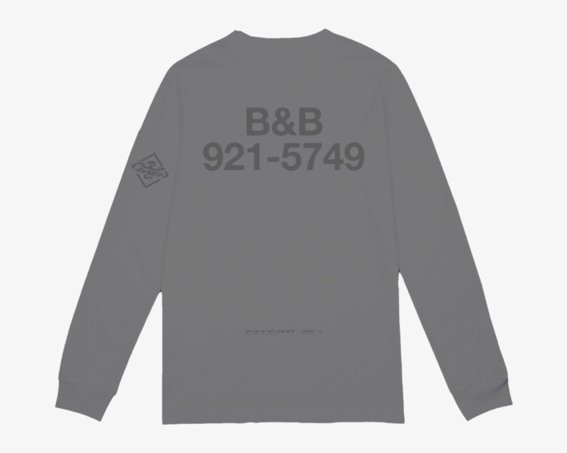 Post Malone Psycho Ls Tee Grey 50 - Long-sleeved T-shirt, transparent png download
