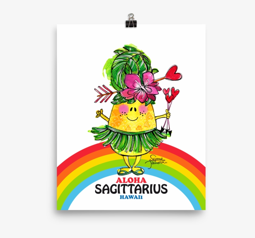 Aloha Sagittarius Illustrated Pineapple Zodiac Poster - Zodiac, transparent png download