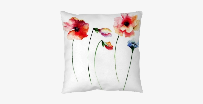 Set Of Summer Watercolor Flowers Pillow Cover • Pixers® - Watercolor Painting, transparent png download