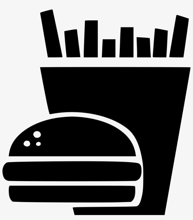 Fast Junk Burger Beef Hamburger Fries Comments - Burger And Fries Black And White, transparent png download