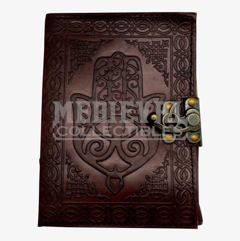 Hamsa Hand Embossed Leather Journal - 5' X 7' Hamsa Hand Leather W/ Latch, Grey, transparent png download