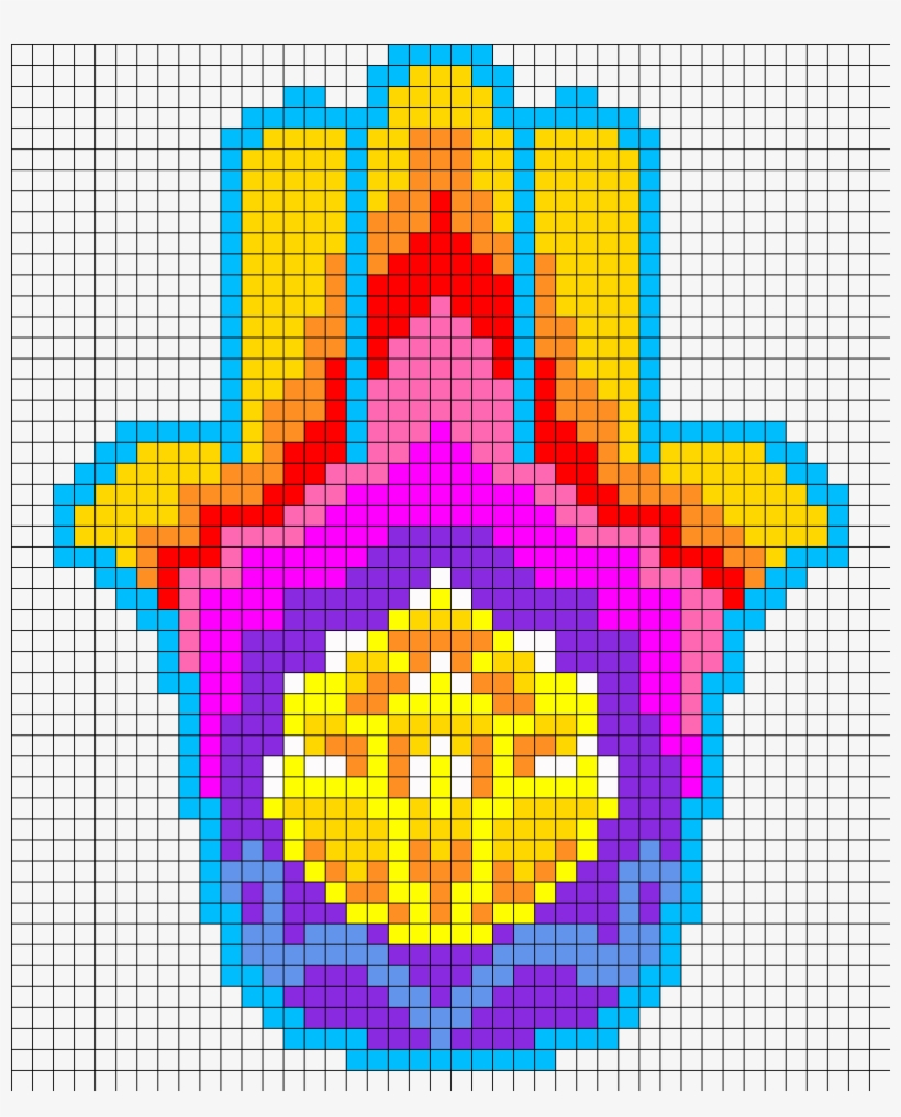 Hamsa Perler Bead Pattern / Bead Sprite - Punto De Cruz Mano De Fatima, transparent png download
