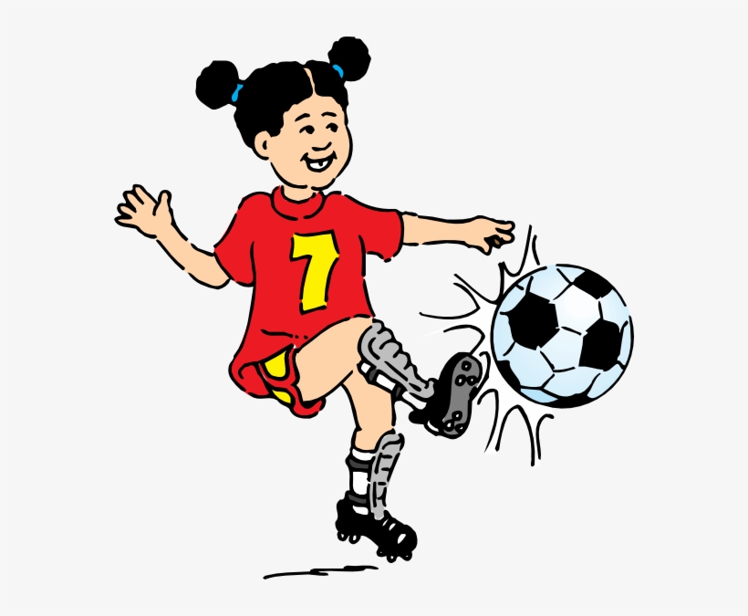 Football Girl Clip Art At Clker - Playing Football Clip Art, transparent png download