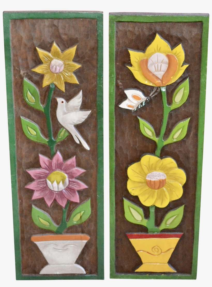 Large 24' Pair Of Mexican Folk Art Carved & Painted - Sculpture, transparent png download