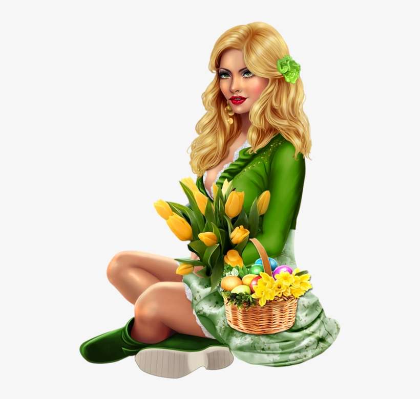 Pâques, Femme Png, Tube, Panier, Tulipes - Tube Femme De Paques, transparent png download