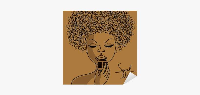 Singer Silhouette With Musical Notes Hair Sticker • - Afro With Music Notes, transparent png download