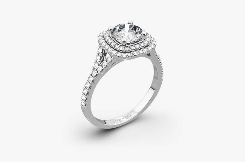 Mr2459 Passion Halo Diamond Engagement Ring - Rose Gold Three Stone Halo, transparent png download