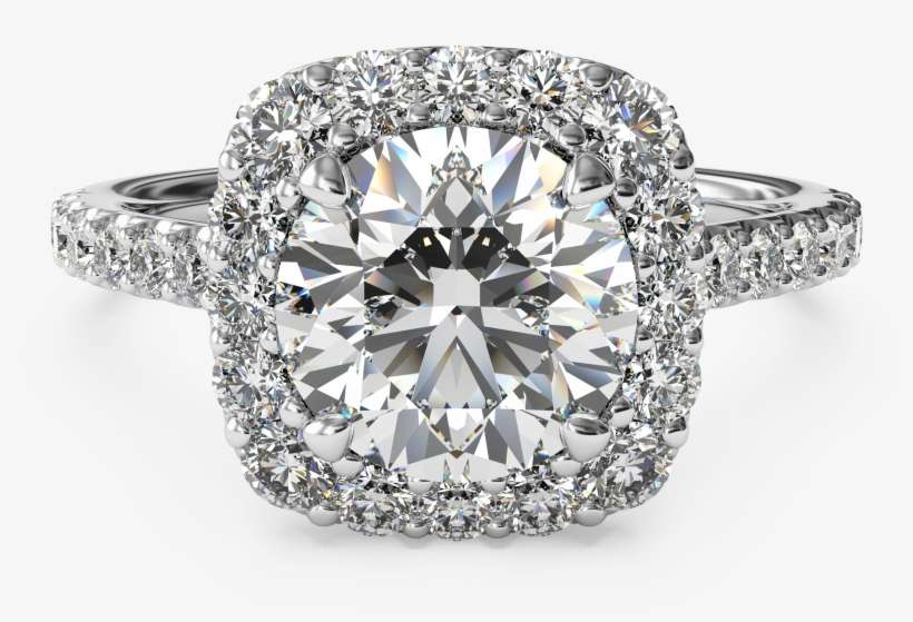 Vintage Cushion Halo Engagement Rings, transparent png download