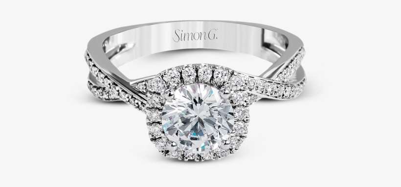 Halo Ring Png - White Gold Twist Engagement Rings, transparent png download