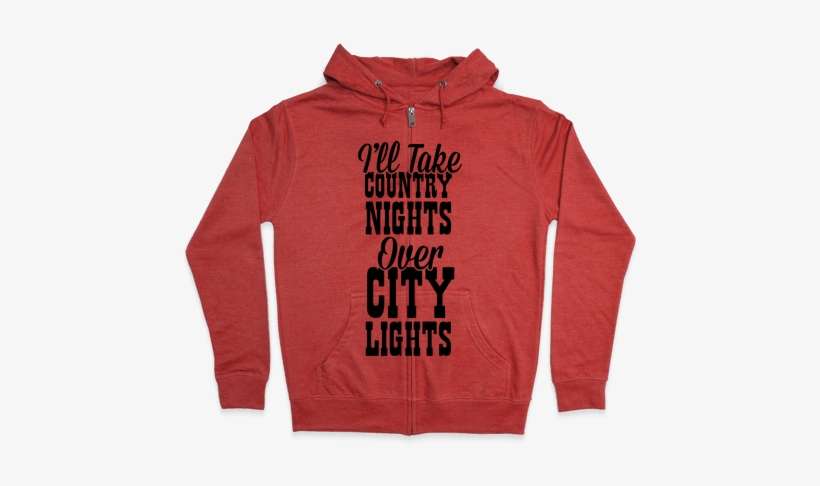 Country Nights Over City Lights Zip Hoodie - Hoodie, transparent png download