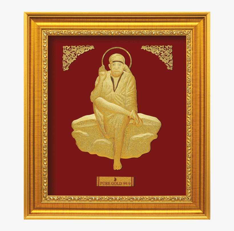 Saibaba Gold Plated Frame - Sai Baba Transparent Png, transparent png download