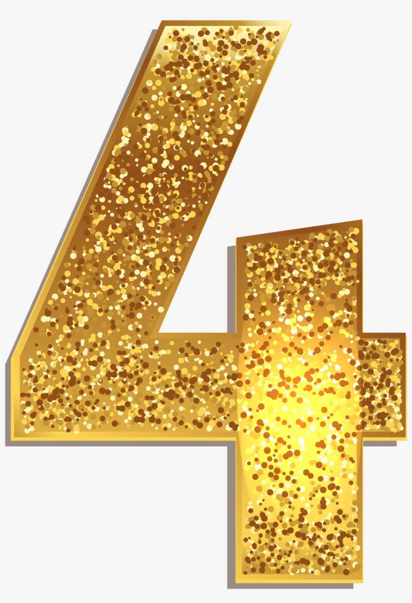 Number Gold Shining Png - Gold Number 4 Png, transparent png download