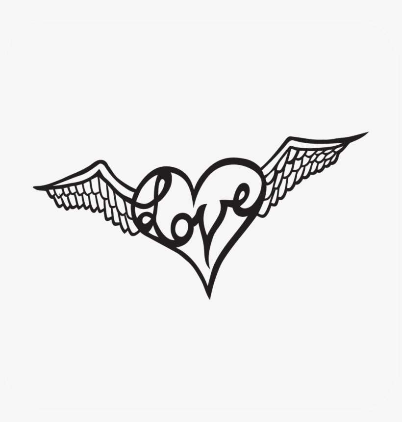 Heart Love Angel Wings Decal - Love Heart With Angel Wings Vinyl Decal (carbon Fiber), transparent png download